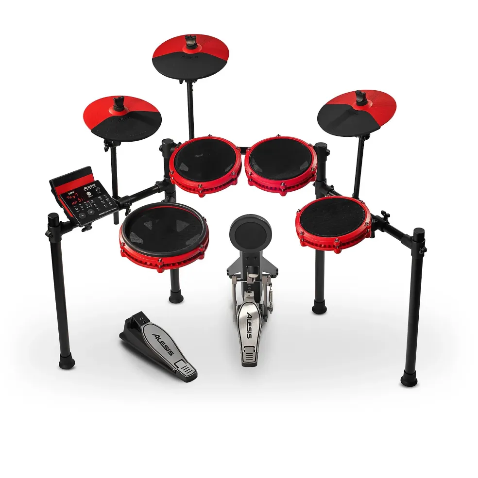 Alesis Nitro Max 8-Piece Electronic Drum Set With Bluetooth and BFD Sounds Red