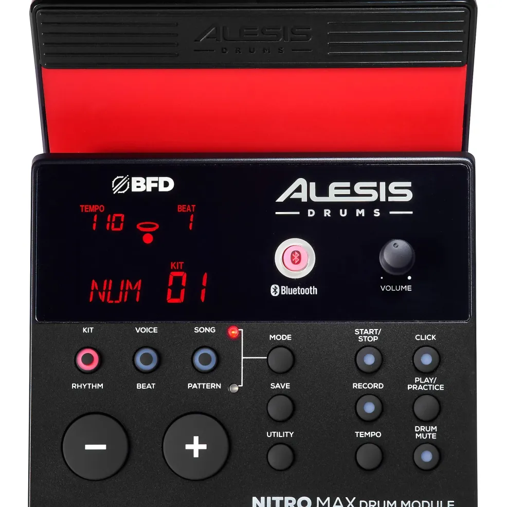 Alesis Nitro Max 8-Piece Electronic Drum Set With Bluetooth and BFD Sounds Red