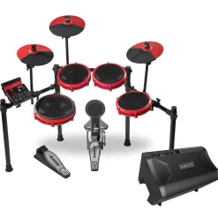 Alesis Nitro Max 8-Piece Electronic Drum Set With Bluetooth, BFD Sounds & DA2108 Drum Amp Red
