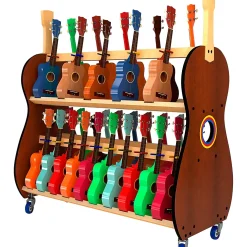 A&S Crafted Products The Band Room Mobile Soprano Ukulele Storage Rack for Classrooms