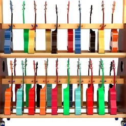 A&S Crafted Products The Band Room Mobile Soprano Ukulele Storage Rack for Classrooms