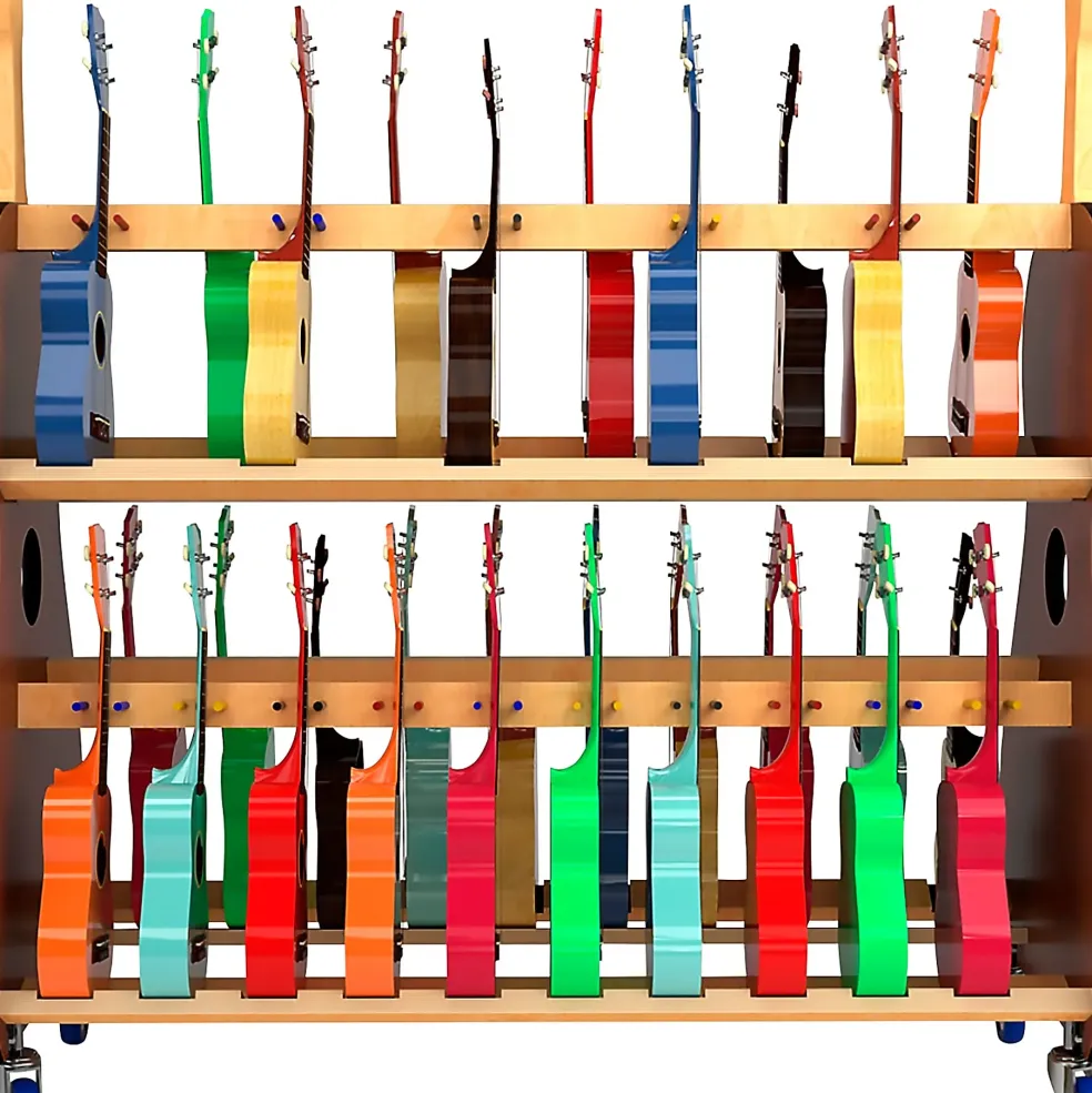 A&S Crafted Products The Band Room Mobile Soprano Ukulele Storage Rack for Classrooms