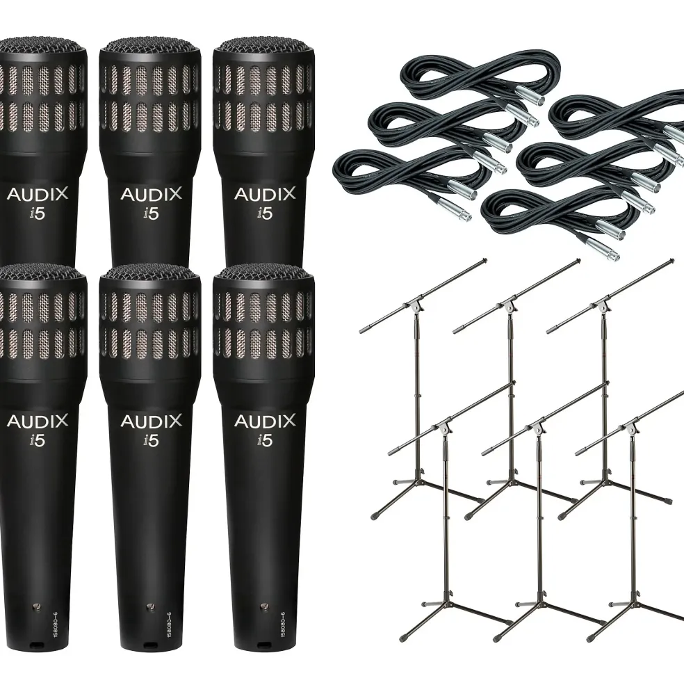 Audix I-5 Mic with Cable and Stand 6 Pack