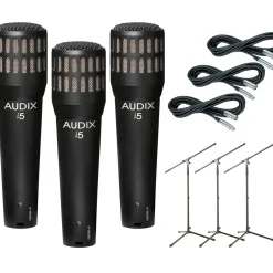 Audix I-5 Mic with Cable and Stand 3 Pack