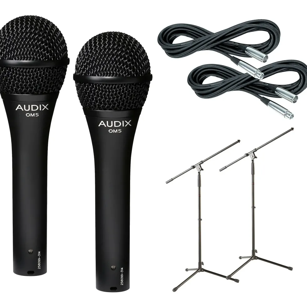 Audix OM-5 Mic with Cable and Stand 2 Pack