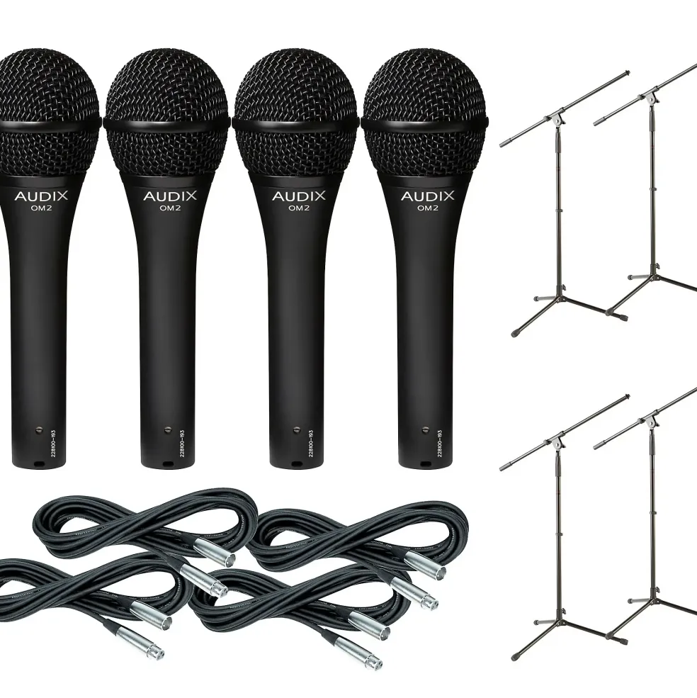 Audix OM-5 Mic with Cable and Stand 4 Pack