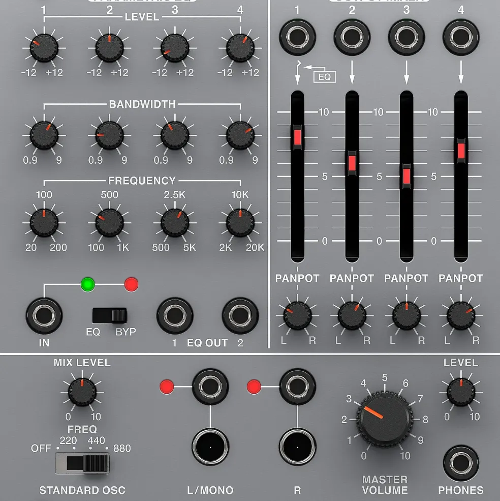 Behringer 305 Parametric EQ, Mixer and Output Eurorack Module