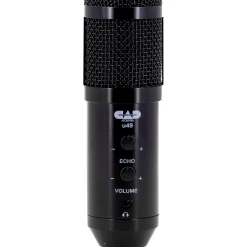CAD U49 USB Side-Address Studio Microphone With Headphone Monitor and Echo Effects Black