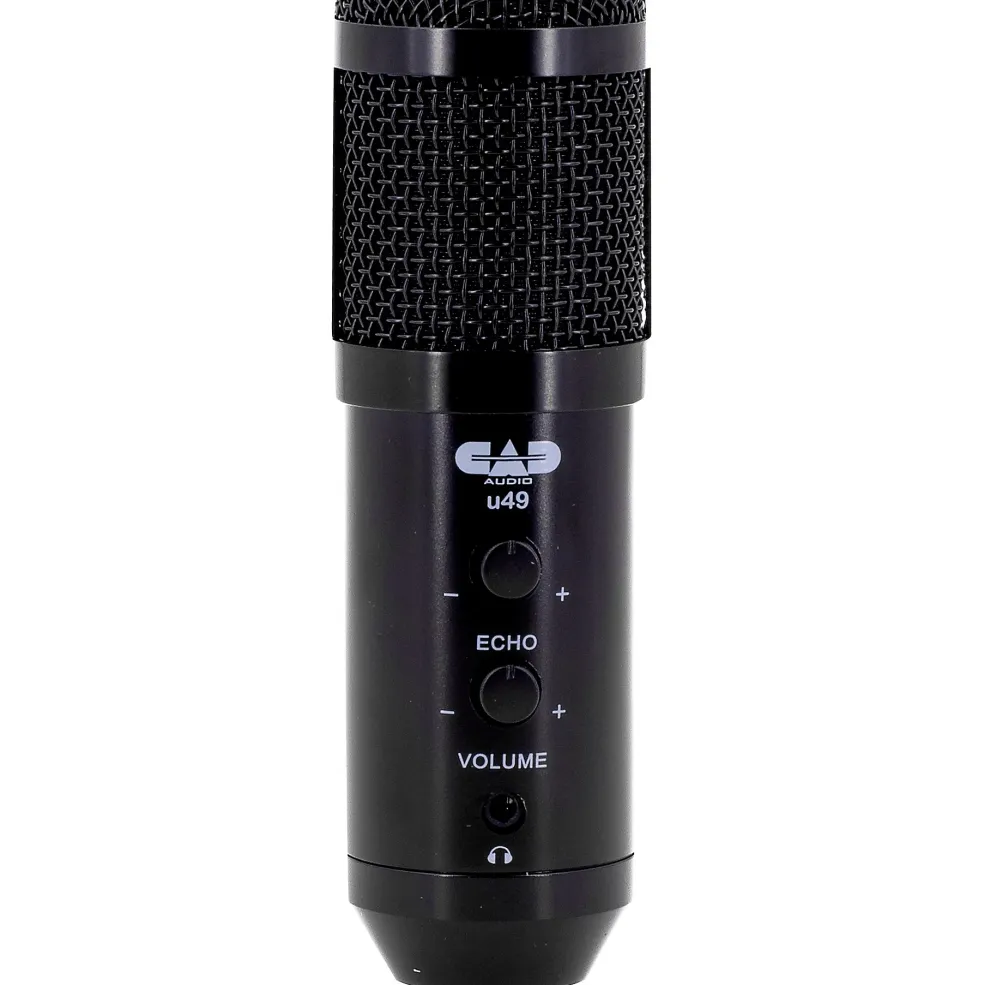 CAD U49 USB Side-Address Studio Microphone With Headphone Monitor and Echo Effects Black