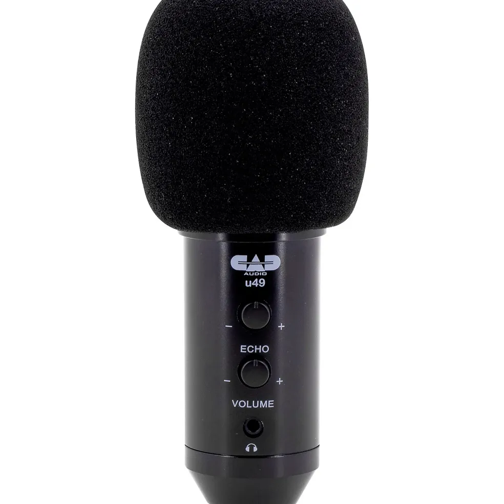 CAD U49 USB Side-Address Studio Microphone With Headphone Monitor and Echo Effects Black