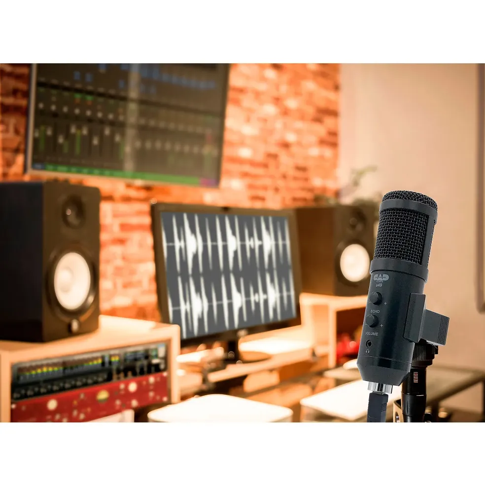 CAD U49 USB Side-Address Studio Microphone With Headphone Monitor and Echo Effects Black