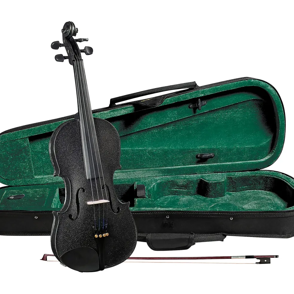 Cremona SV-75BK Premier Novice Series Sparkling Black Violin Outfit 4/4 Outfit