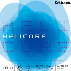 D'Addario Helicore Fourths Tuning Cello D String 4/4 Size, Medium