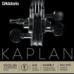 D'Addario Kaplan Golden Spiral Solo Series Violin E String 4/4 Size Solid Steel Extra Heavy Ball End