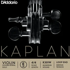 D'Addario Kaplan Golden Spiral Solo Wound Series Violin E String 4/4 Size Solid Steel / Aluminum Medium Loop End
