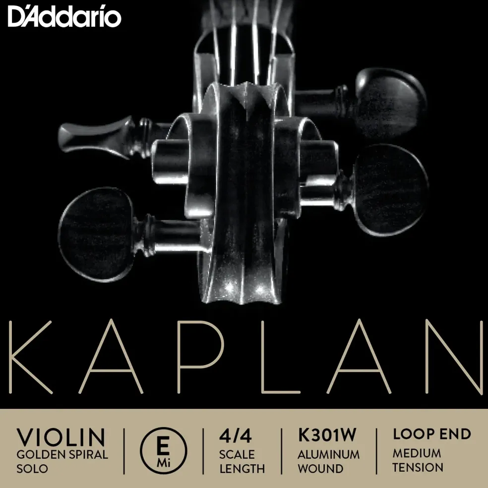 D'Addario Kaplan Golden Spiral Solo Wound Series Violin E String 4/4 Size Solid Steel / Aluminum Medium Loop End