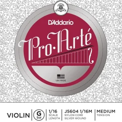 D'Addario Pro-Arte Series Violin G String 1/16 Size
