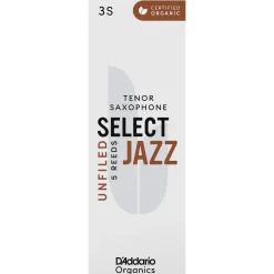 D'Addario Woodwinds Select Jazz, Tenor Saxophone Reeds - Unfiled,Box of 5 3S