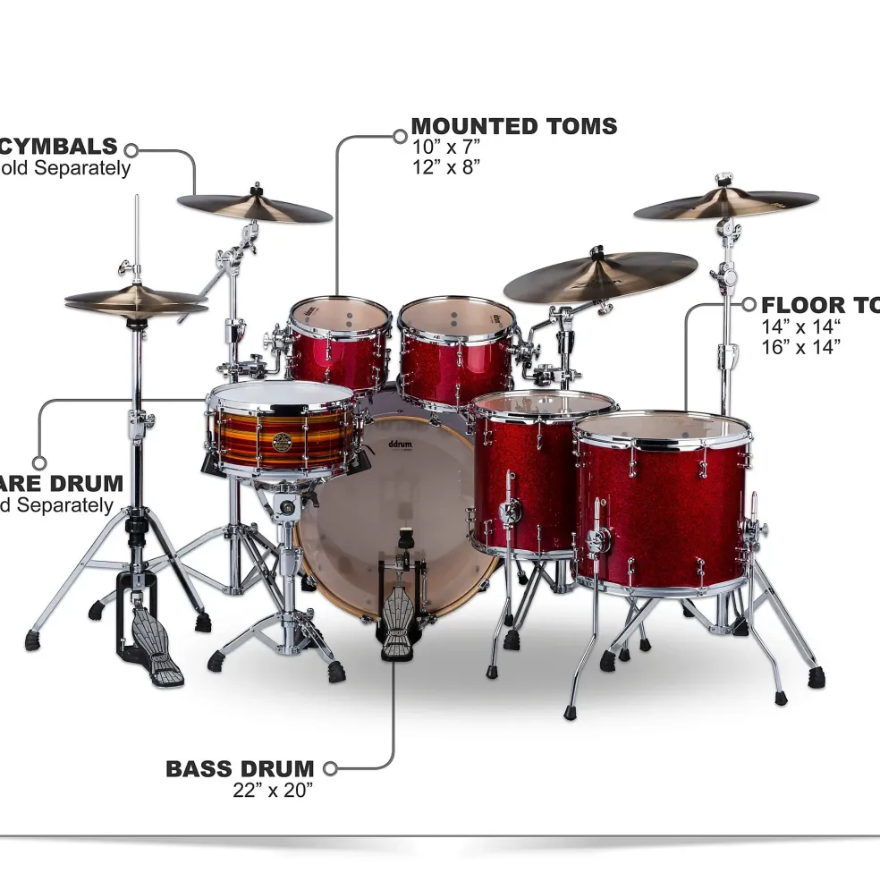ddrum Dios 5-Piece Shell Pack Cherry Red Sparkle