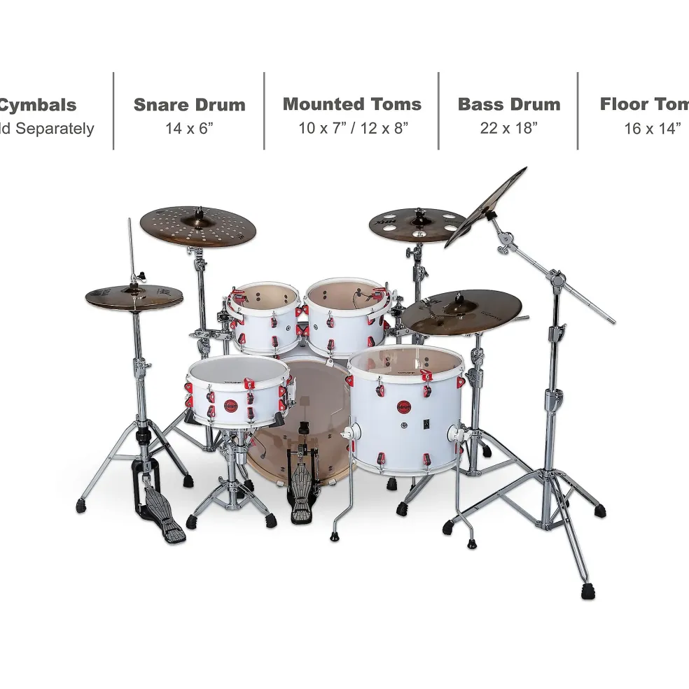ddrum Hybrid Player 5-Piece Acoustic-Electric Shell Pack White/Red