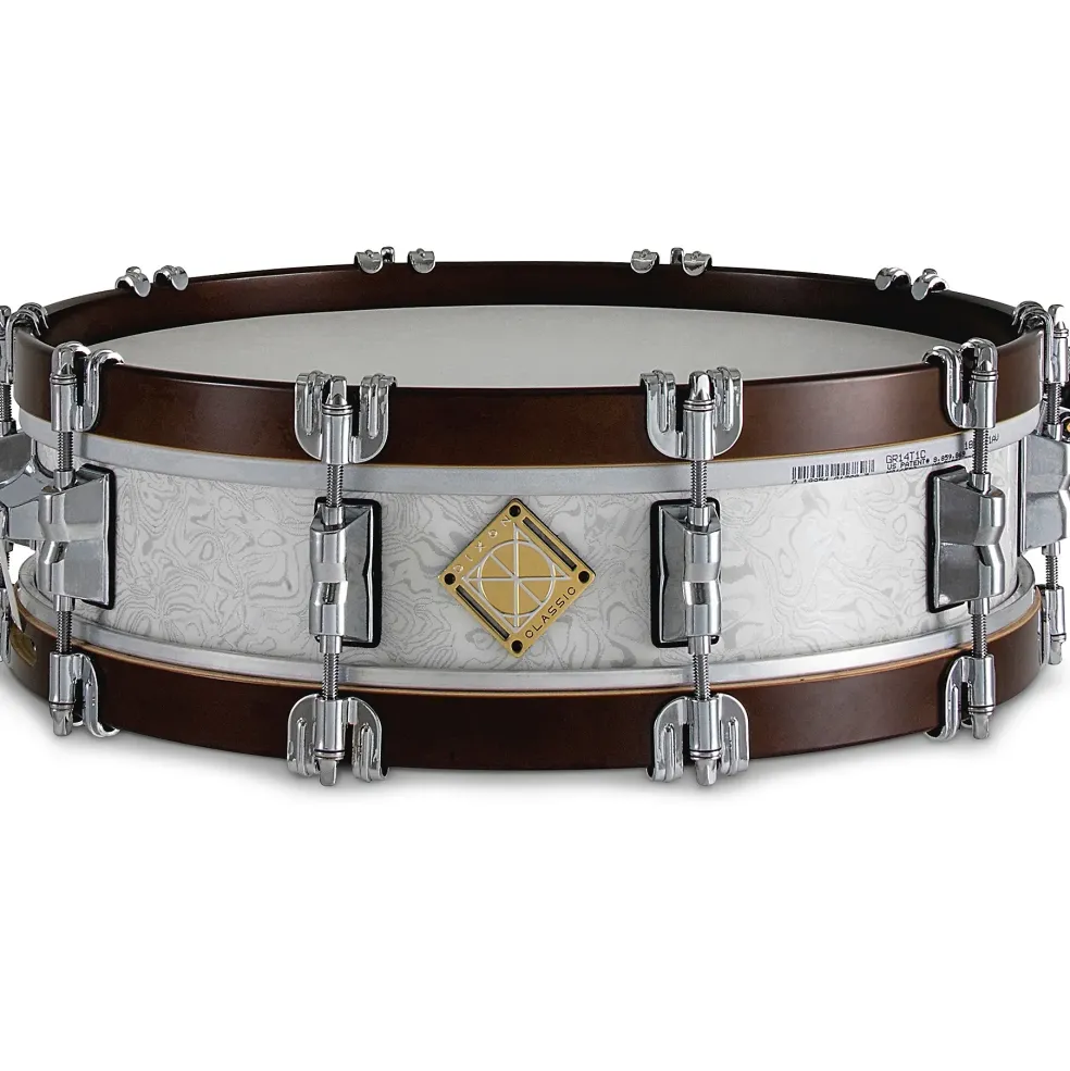 Dixon Classic Hybrid Maple Wood Hoop Snare Drum 14 x 3.5 in. Sub Zero White