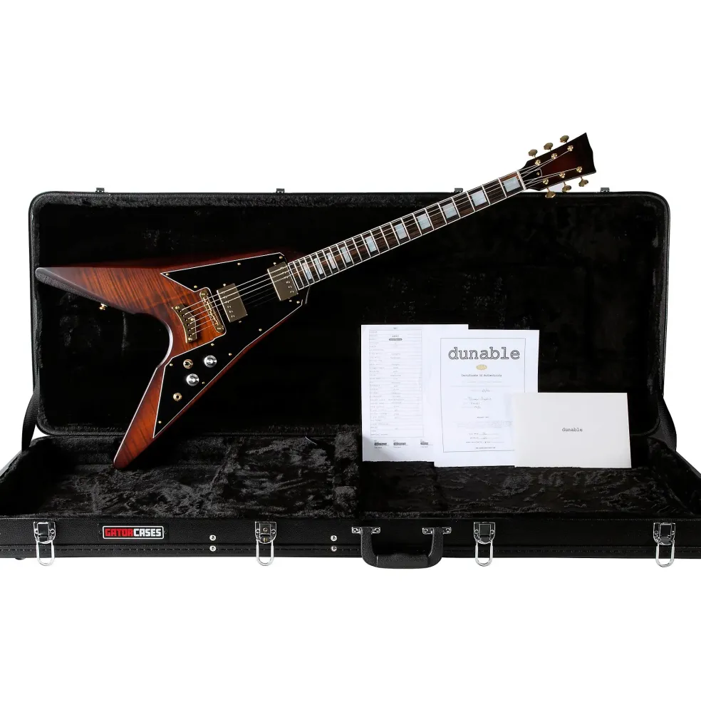 Dunable Guitars Asteroid Electric Guitar Flame Top Amber Burst