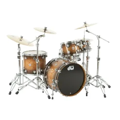 DW Collector's Cherry Lacquer Specialty 4-Piece Shell Pack All Cherry Natural to Candy Black Burst Chrome Hardware