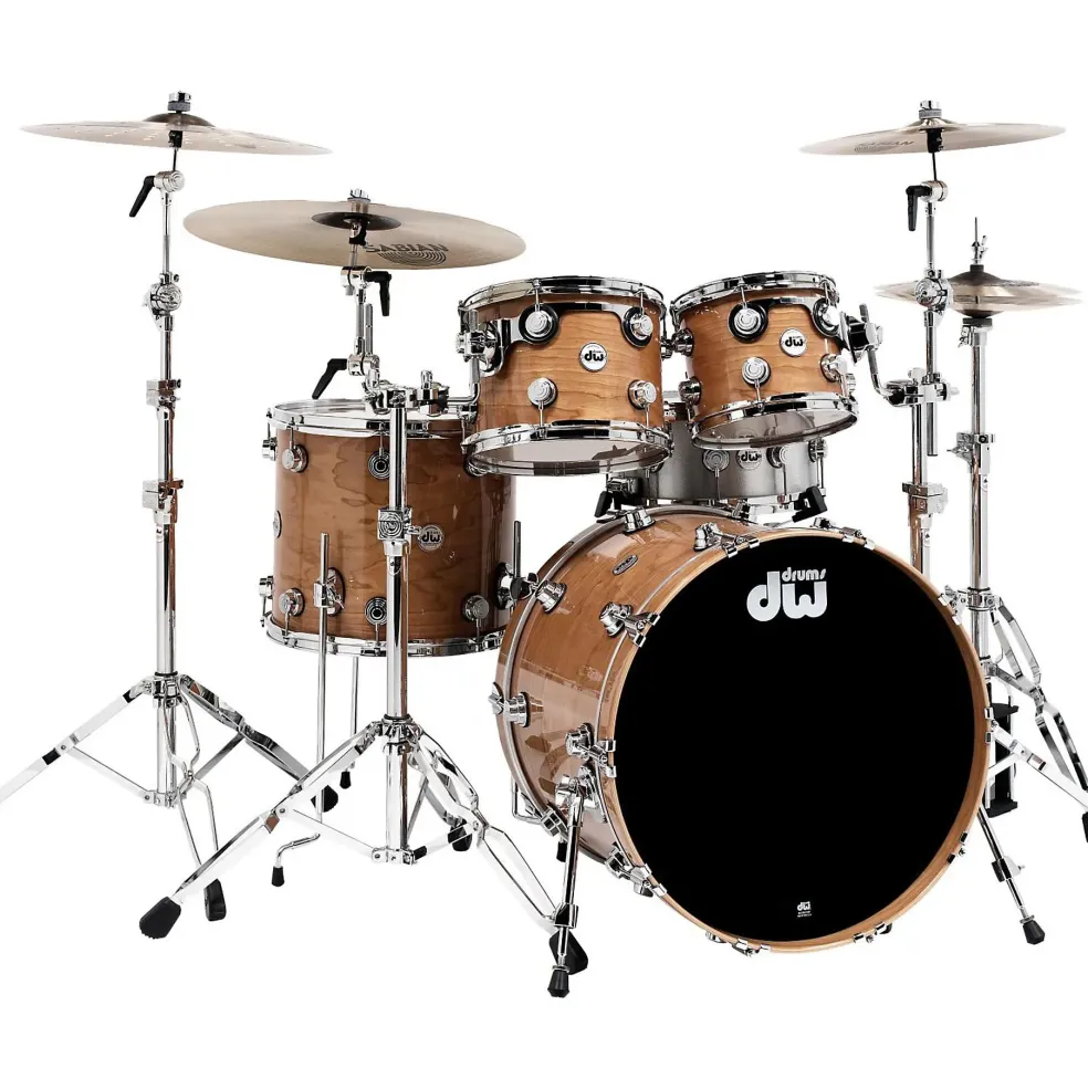 DW Collector's Cherry 4-Piece Lacquer Custom Shell Pack Natural With Chrome Hardware