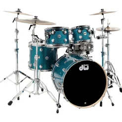 DW Collector's Series 4-Piece FinishPly Teal Glass Shell Pack With Chrome Hardware