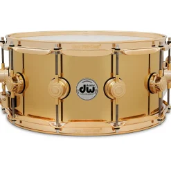 DW Collector's Series Polished Brass Snare with Gold Hardware 14 x 6.5 in.