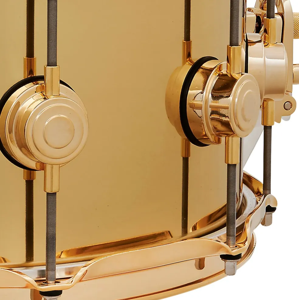 DW Collector's Series Polished Brass Snare with Gold Hardware 14 x 6.5 in.