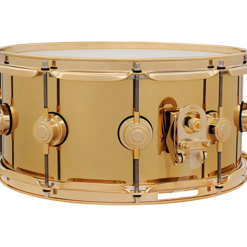 DW Collector's Series Polished Brass Snare with Gold Hardware 14 x 6.5 in.