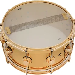DW Collector's Series Polished Brass Snare with Gold Hardware 14 x 6.5 in.