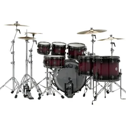DW Collector's Series Purpleheart 7-Piece Lacquer Specialty Shell Pack Natural to Black Burst With Black Nickel Hardware