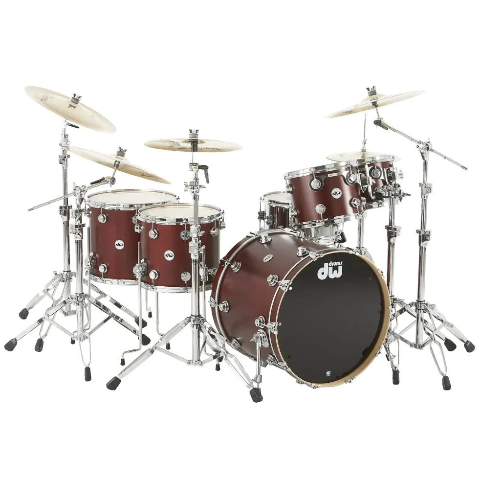 DW Collector's Series Satin Oil 5-Piece Shell Pack Ox Blood Red Chrome Hardware