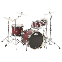 DW Collector's Series Satin Specialty 4-Piece Shell Pack Twisted Cherry to Black Burst Satin Chrome Hardware