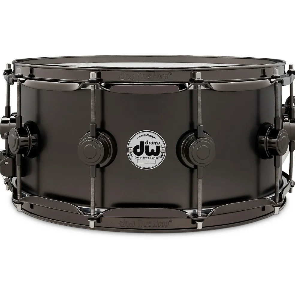DW Collector's Series Satin Black Over Brass Snare Drum With Satin Chrome Hardware 14 x 6.5 in.