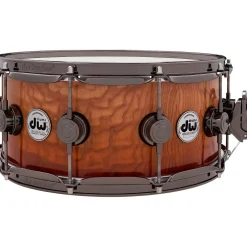 DW Collectors Series SSC Maple Exotic Snare Drum with Black Nickel Hardware 14 x 6 in. Burnt Toast Fade Over Tamo Ash