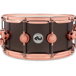DW Collector's Series 14x6.5" Satin Black Over Brass Snare Drum With Copper Hardware 14 x 6.5 in. Satin Black Over Brass w/Copper Hardware