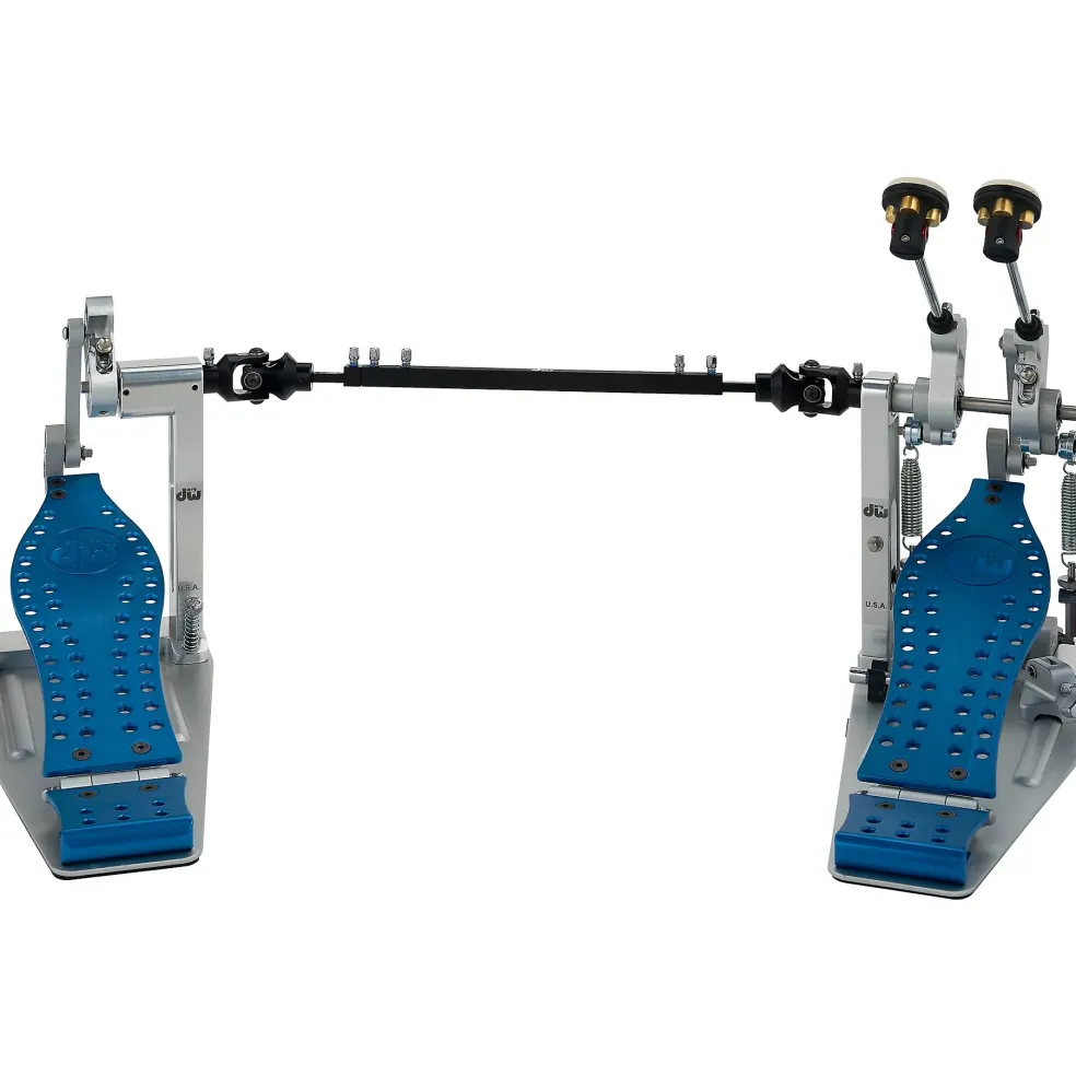 DW Colorboard Machined Direct Drive Double Bass Drum Pedal With Cobalt Footboard