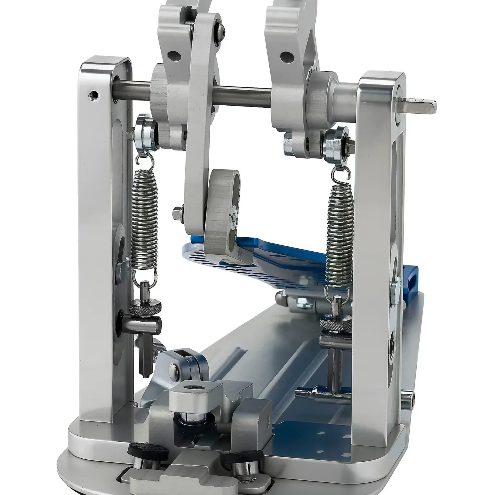 DW Colorboard Machined Direct Drive Double Bass Drum Pedal With Cobalt Footboard