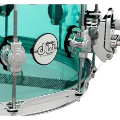 DW Design Series Sea Glass Acrylic Snare Drum, Chrome Hardware With Road Runner Bag