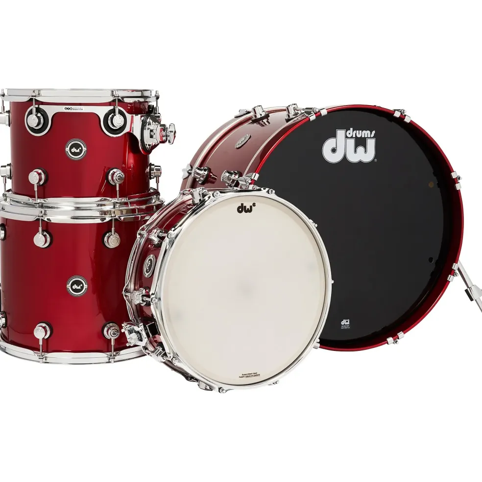 DW DWe Wireless Acoustic-Electronic Convertible 4-Piece Shell Pack With 20" Bass Drum Lacquer Custom Specialty Black Cherry Metallic
