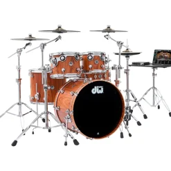 DW DWe Wireless Acoustic-Electronic Convertible 5-Piece Drum Set Bundle With 22" Bass Drum, Cymbals and Hardware Limited Edition Santos Rosewood Hard Satin Exotic
