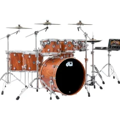 DW DWe Wireless Acoustic-Electronic Convertible 7-Piece Drum Set Bundle With 22" Bass Drum, Cymbals and Hardware Limited Edition Santos Rosewood Hard Satin Exotic