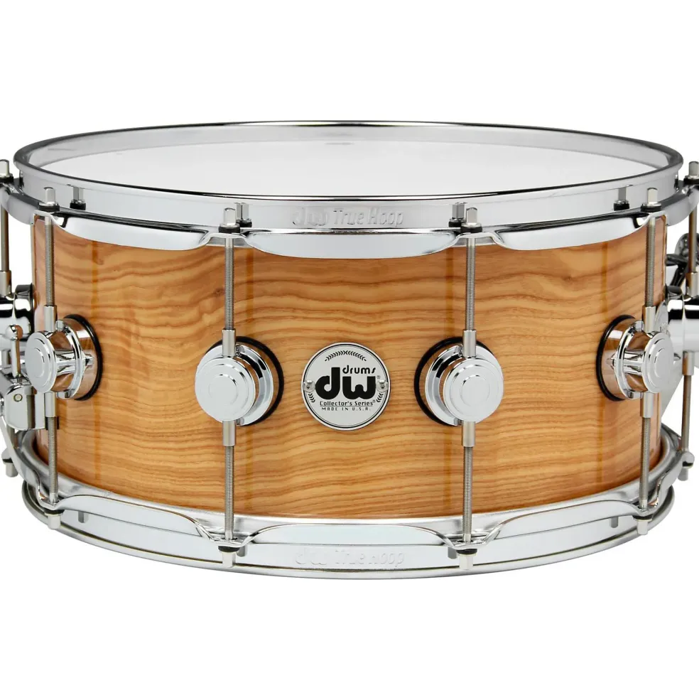 DW Exotic Figured Olive Ash Lacquer Snare 14 x 6.5 in. Chrome Hardware