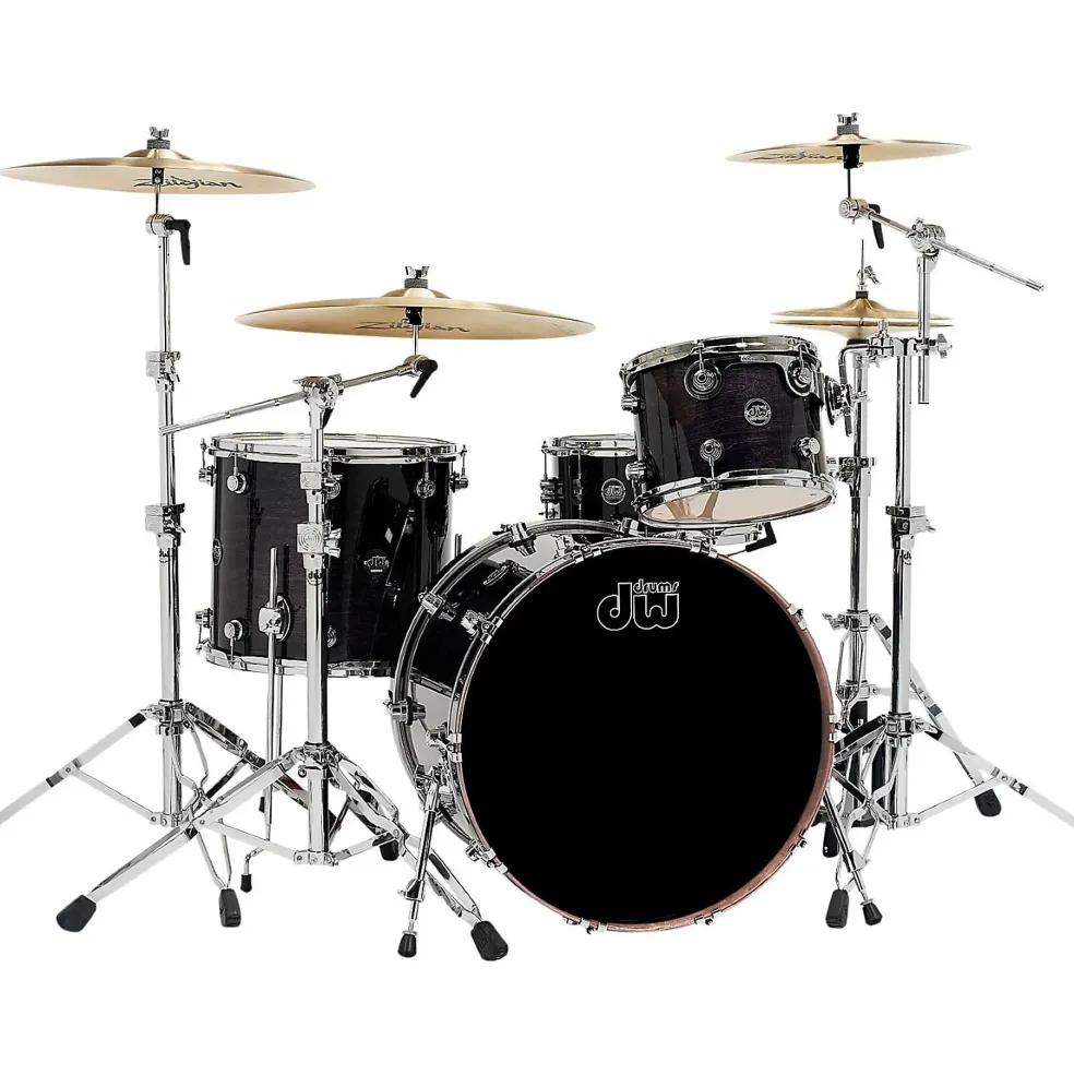 DW Performance Series 4-Piece Shell Pack Ebony Stain Lacquer with Chrome Hardware