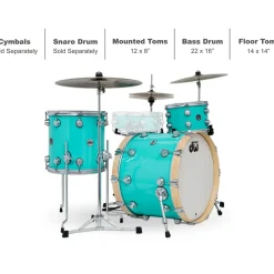 DW 3-Piece Collector's Series Santa Monica Shell Pack With Satin Chrome Hardware Sea Foam Green