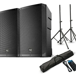 Electro-Voice ELX200-12P 12" Powered Speaker Pair With Stands and Power Strip