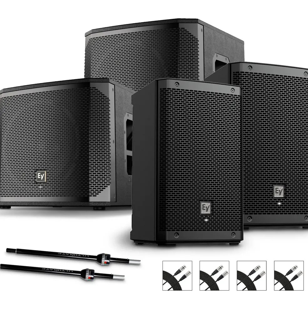 Electro-Voice ZLX-8P G2 Powered Speaker Pair With ELX200-12SP Subwoofers, Stands and Cables